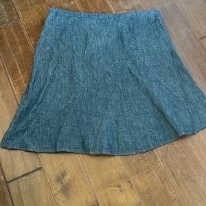 CAbi Linen Patchwork Jean Skirt 12